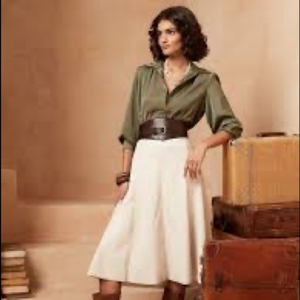 Banana Republic Factory Silky Collar Blouse in Olive NWOT